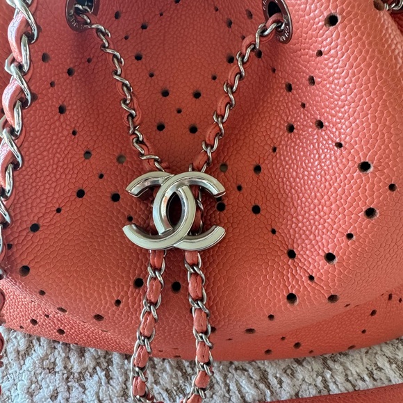 Chanel Pink Perforated Leather Shoulder Bag - Picture 5 of 12